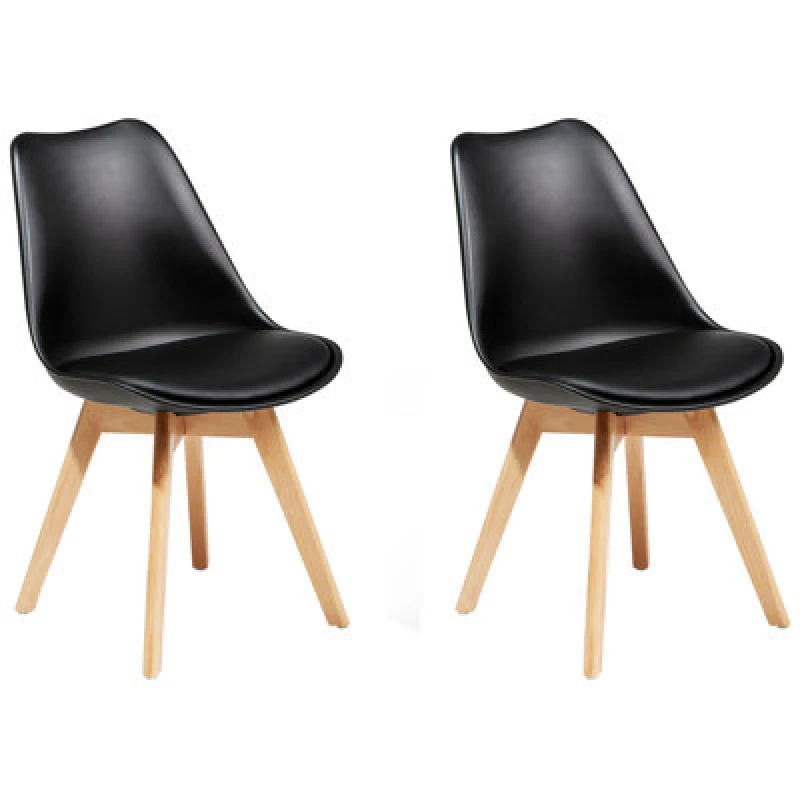 Image of Beliani Set Of 2 Dining Chairs Dakota Ii Black