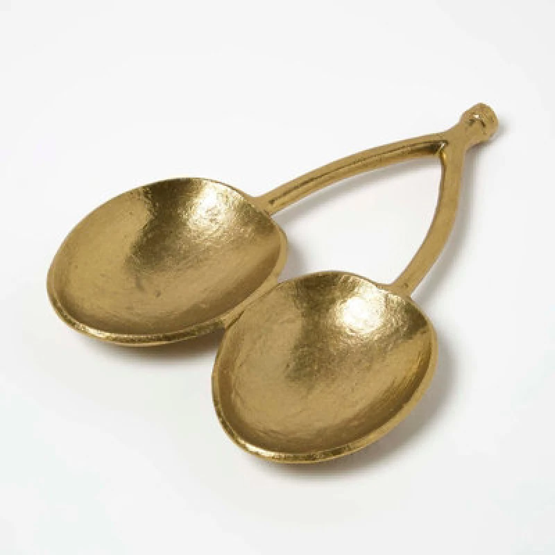 Image of Homescapes Gold Decorative Aluminium Cherry Trinket Tray