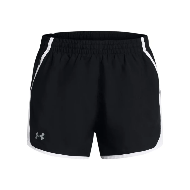 Image of Under Armour Womens Fly By 3" Running Shorts M- Waist 28-30' Black White Reflective 1382438-002-M