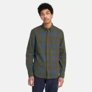 Image of Timberland Heavy Flannel Check Shirt For Men In Dark Green Dark Green, Size L