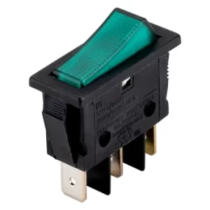Image of R-TECH 522780 Rocker Switch SPST On-Off 250V AC 16A Green/Black