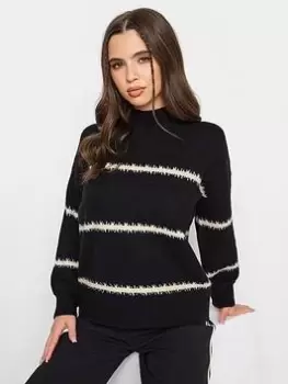Image of PixieGirl Petite Blurred Stripe Jumper, Black, Size 6-8, Women