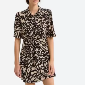 Image of Groove Printed Mini Dress with Short Sleeves