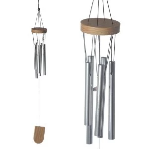 Image of Wooden Wind Chime with Metal Tubes 37cm