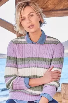 Image of Cutest Cable Stripe Crew Neck Jumper