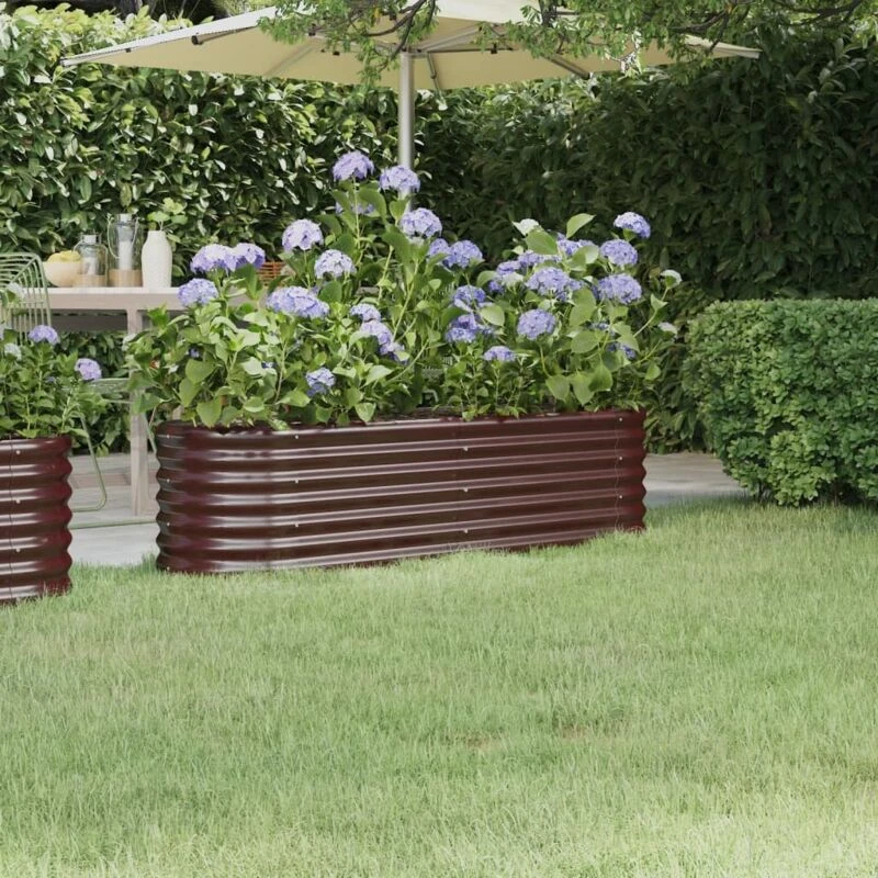 Image of vidaXL Garden Raised Bed Powder-coated Steel 152x40x36cm Brown, Brown 318870