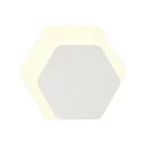 Image of Magnetic Base Wall Lamp, 12W LED 3000K 498lm, 15, 19cm Horizontal Hexagonal Right Offset, Sand White, Acrylic Frosted Diffuser - Luminosa Lighting