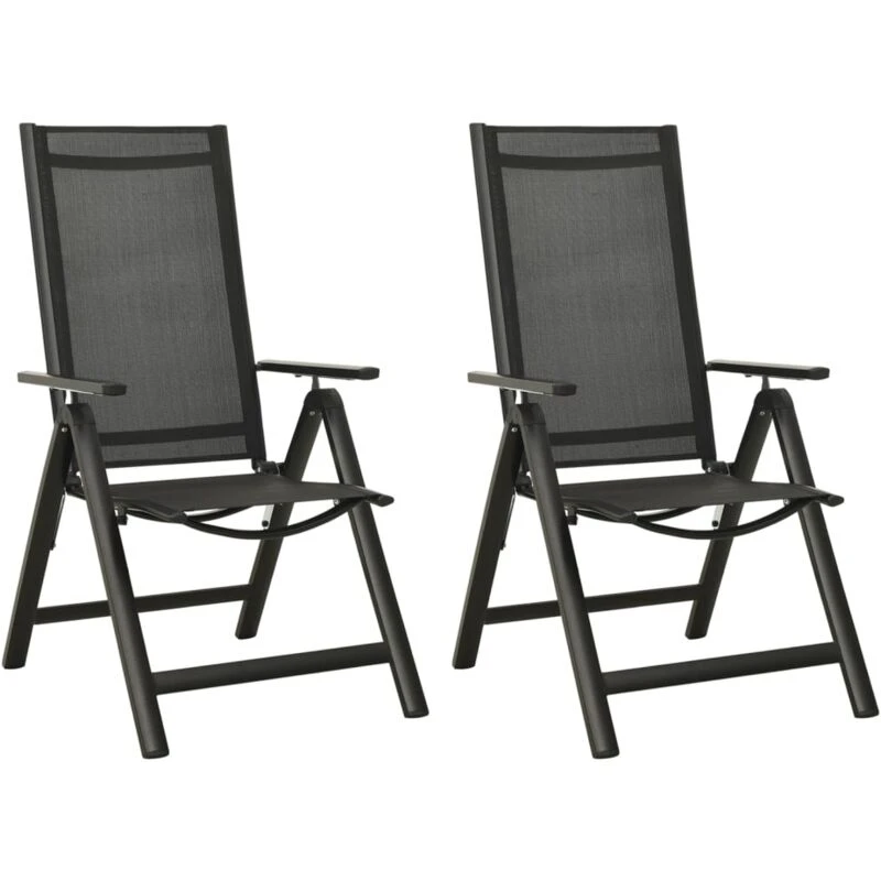 Image of VIDAXL Folding Garden Chairs 2 pcs Textilene and Aluminium Black Vidaxl 8720286108352