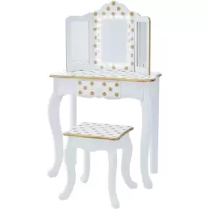 Image of Teamson Kids - Fantasy Fields By Teamson Gisele Play Dressing Table/Vanity Set LED Light White/Gold TD-11670ML - White/Gold