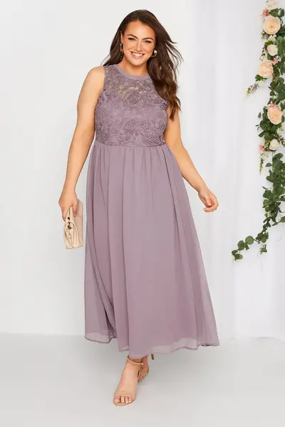 Image of Yours Chiffon Maxi Dress Dusty Pink