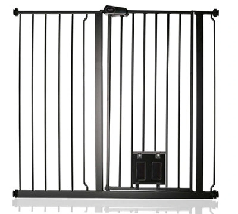 Image of Bettacare Pet Gate With Lockable Cat Flap, 107.4Cm - 115Cm, Black, 104Cm In Height