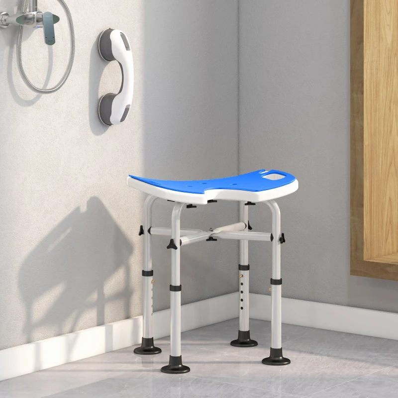 Image of HOMCOM Aluminium Shower Stool for Elderly Disabled Non-Slip Bath Stool Blue 712-063V00DB