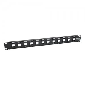 Image of Tripp Lite 12-Port 1U Rack-Mount Unshielded Blank Keystone/Multimedia Patch Panel RJ45 Ethernet USB HDMI Cat5e/6