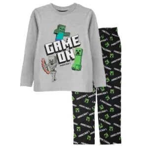 Image of Minecraft Boys Game On Pyjama Set (5-6 Years) (Black/Heather Grey)