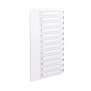 Image of Concord Presentation Index Unpunched White Mylar Tabs 1-12 A4 White Ref 75301 Pack 10