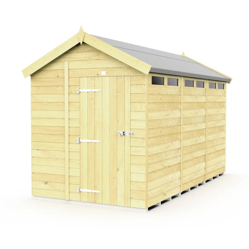 Image of Buttercup Farm 6 x 12 Feet Apex Security Shed - Single Door - L358 x W175 x H217cm in Brown Brown Unisex