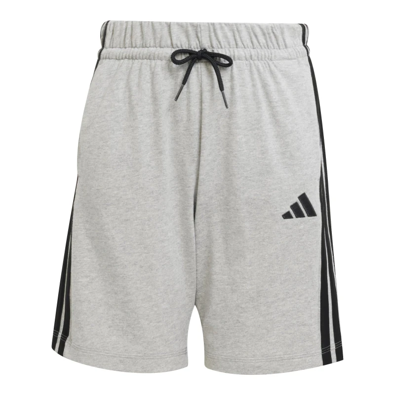 Image of adidas Essentials 3 Stripe Jersey Short Juniors Grey /Black male 9-10 Years