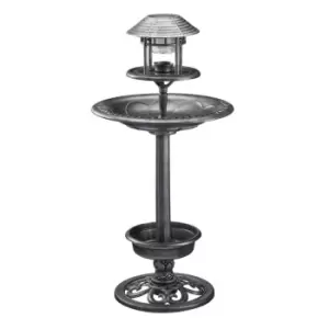 Image of Happy Beaks Bird Hotel With Solar Light Pewter