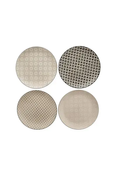 Image of Hestia Set of 4 Tile Pattern Dinner Plates Multi