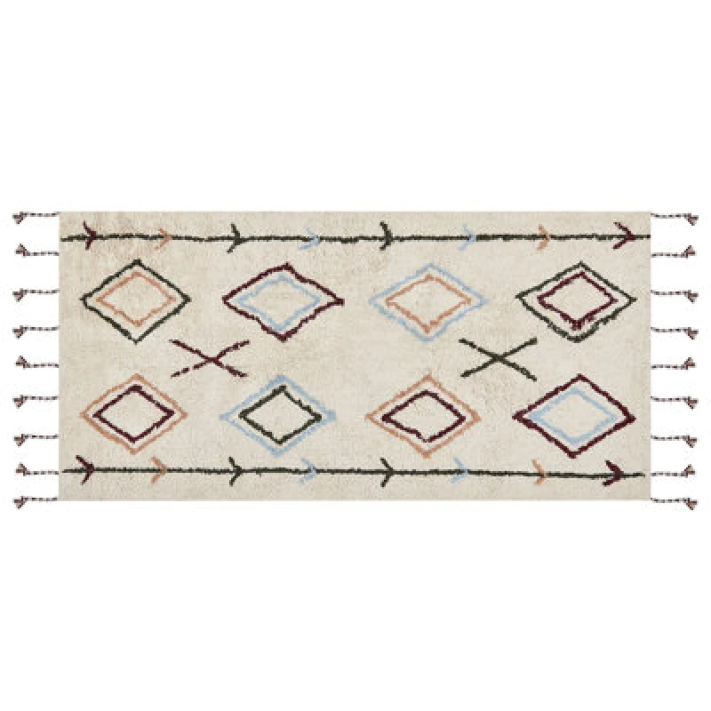 Image of Beliani Rug Corum Beige 80 X 150 Cm Cotton