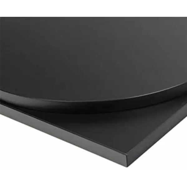 Image of NETFURNITURE Netfurniture - Elliot Black Table Base Round Laminate Top Black Small Coffee Black Laminate 600mm diameter Round - Black elliotblaroun756