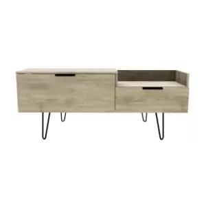 Image of Hirato Ready Assembled TV Unit Nebraska Oak With Black Metal Hairpin Legs