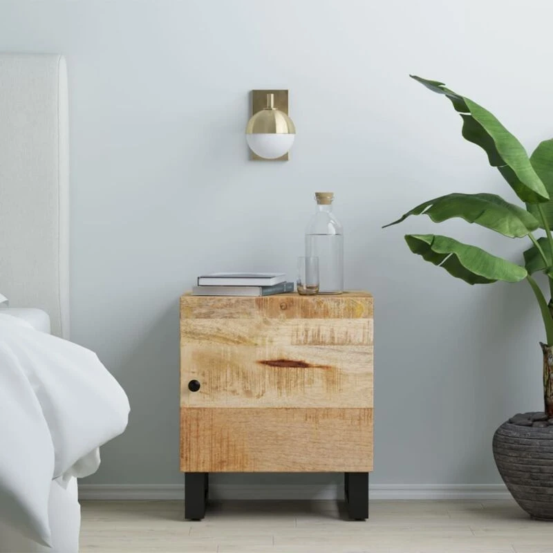 Image of vidaXL Bedside Cabinet 40x33x46cm Solid Wood Mango, Black 345208