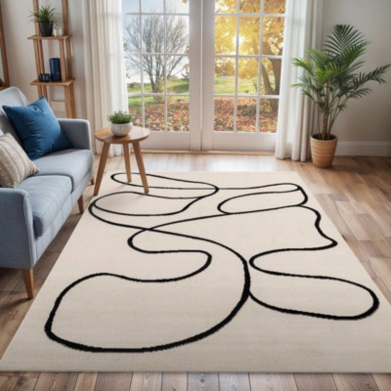 Image of Livabliss Scandi Modern Beige Lylou Area Rug 150 X 213cm - Easy Care, Non Shedding, Ideal For Living Room & Bedroom
