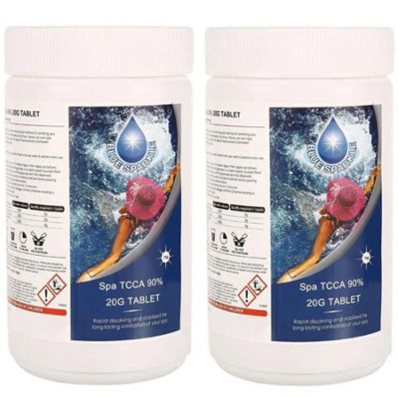 Image of Shatchi Blue Sparkle 2 Kg Chlorine Tablets Water Treatment For Rapid Disinfecting And Cleaning Of Hot Tub Spa And Swimming Pool 100 X 20G