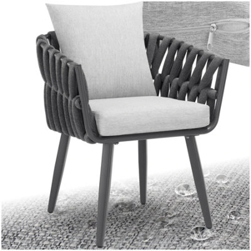 Image of Tectake Chair Lugano In Rope Design With Aluminum Frame - Anthracite - 1