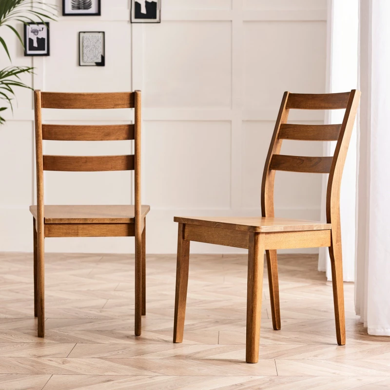 Image of FurnitureboxUK FurnitureboxUK Set of 2 Lynton Walnut Colour Wooden Dining Chairs Walnut One Size Unisex 5056542693045