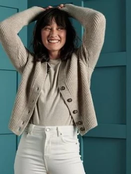Image of Superdry Jessica V-neck Cardigan, Light Grey, Size 6, Women