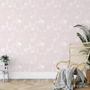 Image of Catherine Lansfield Meadowsweet Floral Hand Painted Wallpaper, Pink/Grey