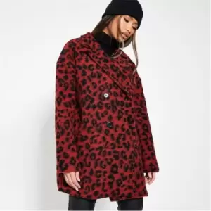 Image of I Saw It First Leopard Print Formal Button Up Coat - Red