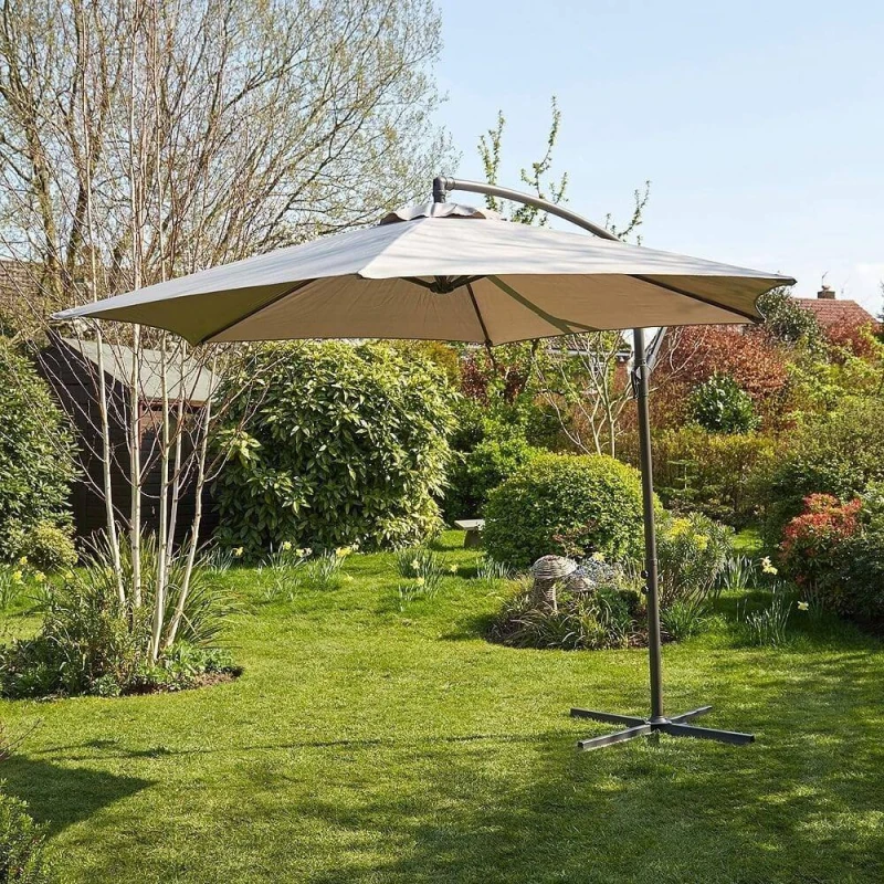 Image of Home Source Gozo Aluminium Overhanging Cantilever Vented Parasol Grey
