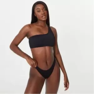 Image of Jack Wills Eco Crinkle One Shoulder Bikini Top - Black