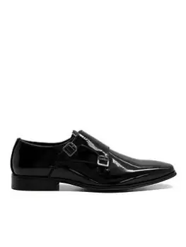 Image of Dune Stone Monk Shoes Male Black UK Size 10