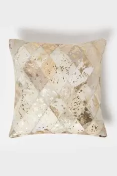 Image of Geometric Diamond Leather Cushion 45 x 45 cm