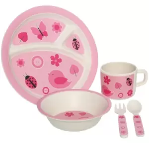 Image of Premier Housewares 5 Piece Eden Bird Kids Dinner Set - Pink