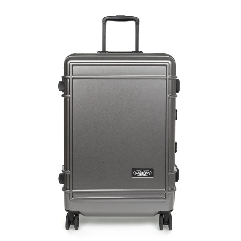 Image of Eastpak Medium Trolley Spinner Suitcase - Resist'r Medium Trolley Spinner Suitcase - Resist'r - 68.5(h) x44.5(w) x 27(d) cm - Brushed Metal - Ek0a5bjf