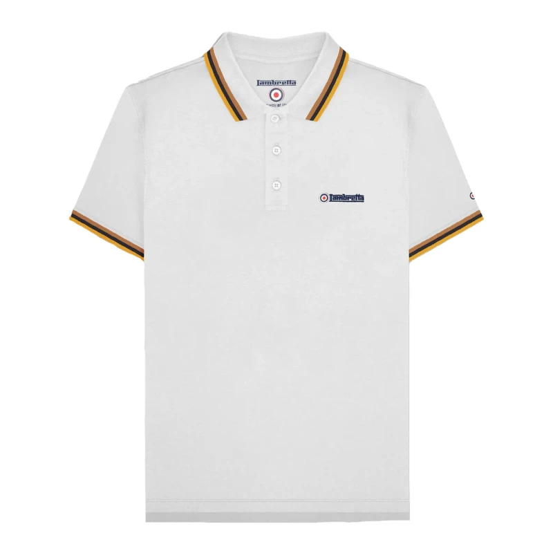 Image of Lambretta Lambretta Men SS25 Triple Tipped Big & Tall Polo Shirt in White Size: 3X-Large White XXXL Male 5063703802390