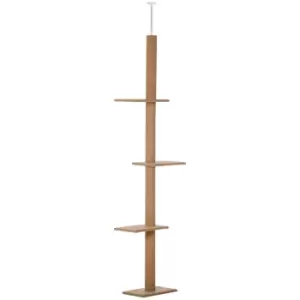 Image of Pawhut 260cm Floor To Ceiling Cat Tree W/ 3 Perches Kitten - Brown