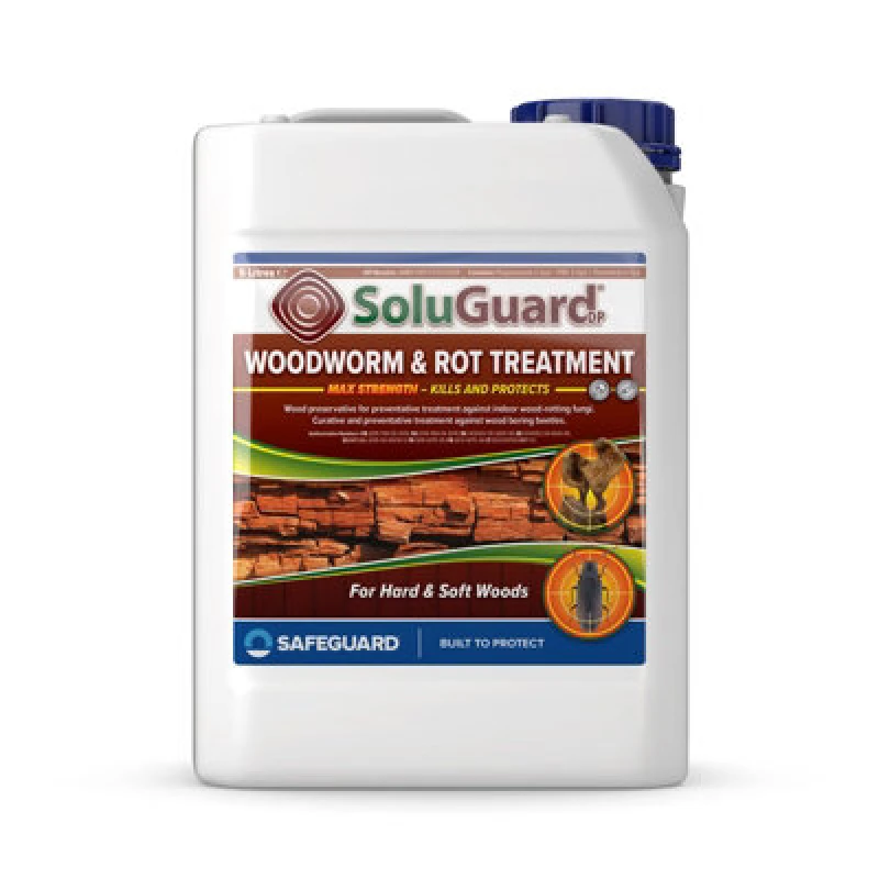 Image of Soluguard Woodworm & Rot Treatment (5 Litre Clear) - Ready To Use, Solvent-Free Preservative Woodworm Killer