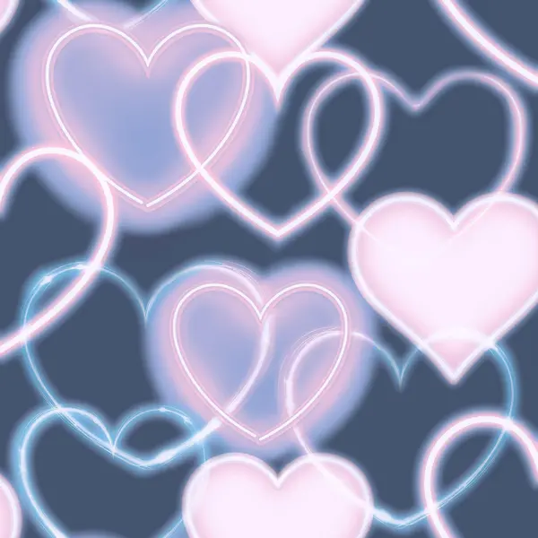 Image of Arthouse Neon Heart Wall Wallpaper Navy