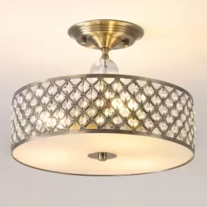Image of Harper Living Antique Brass Semi Flush Ceiling Light