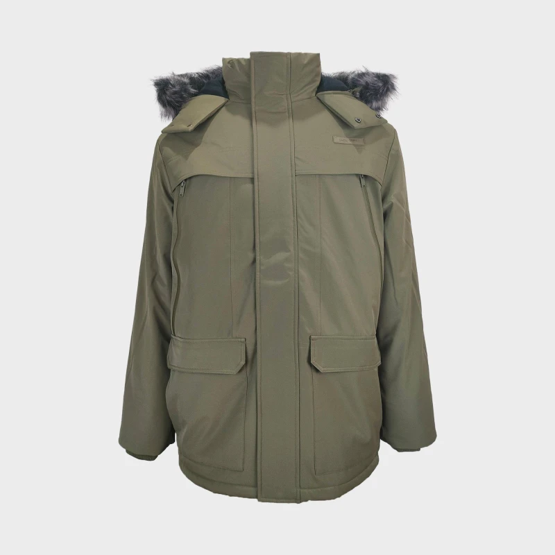 Image of Jack Wills Mens Water Resistant Wind Resistant Faux Fur Hooded Parka Olive male S