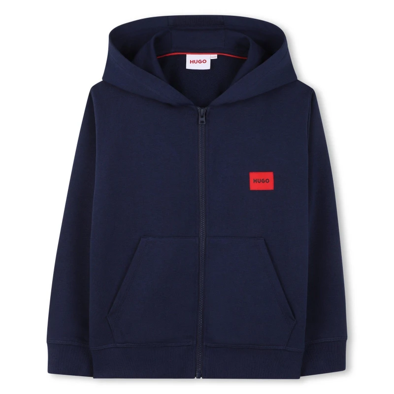 Image of Hugo Logo Zip Hood Jn62 Navy Blue male 6Y