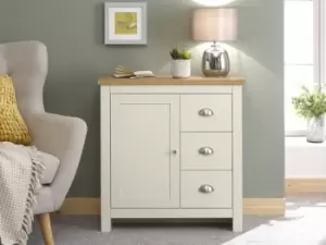 Image of GFW Lancaster Cream and Oak 1 Door 3 Drawer Multi Storage Unit
