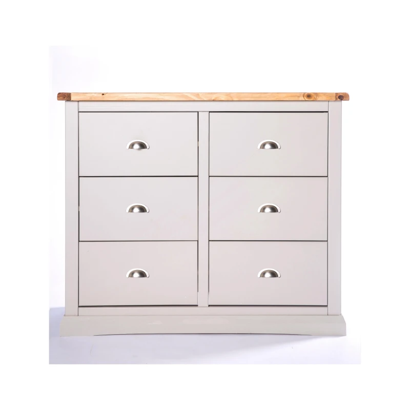 Image of Cabinet Bits Loreo 6 Drawer Chest of Drawers Chrome Cup Handle in Light Grey Light Grey Unisex