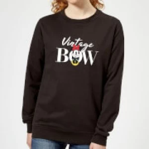 Image of Disney Minnie Mouse Vintage Bow Womens Sweatshirt - Black